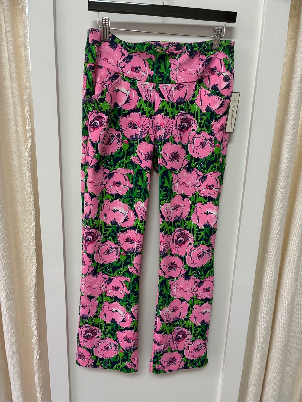 Lilly Pulitzer NWT Pink Floral Wide-Leg Pants Performance Fabric